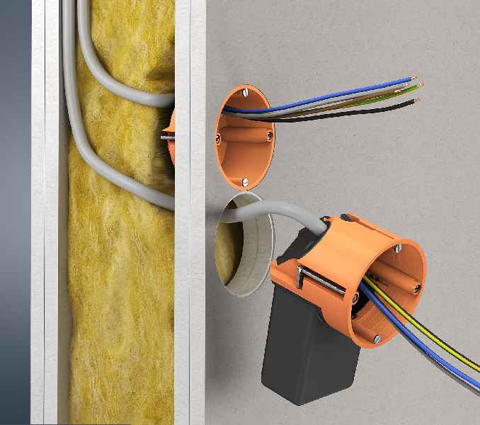 Die Geräte-Verbindungsdose ECON Flex mit elastischem Erweiterungstunnel eignet sich ideal zur Modernisierung der Elektroinstallation mit TGA-Komponenten. (Foto: KAISER GmbH & Co. KG)