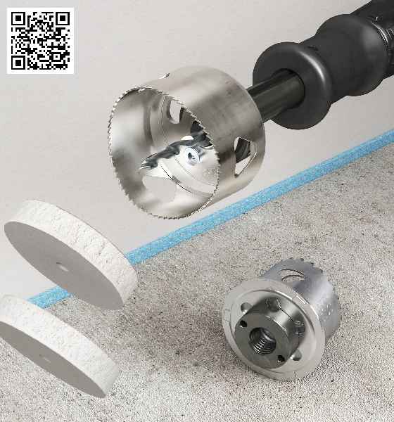 Der Schnellauswerfer zum schnellen, zuverlässigen Auswerfen des Bohrkerns mittels Sicherheits-Schiebegriff. (QR-Code zur Produktanimation Fräser auf YouTube.) (Foto: Kaiser GmbH & Co. KG)